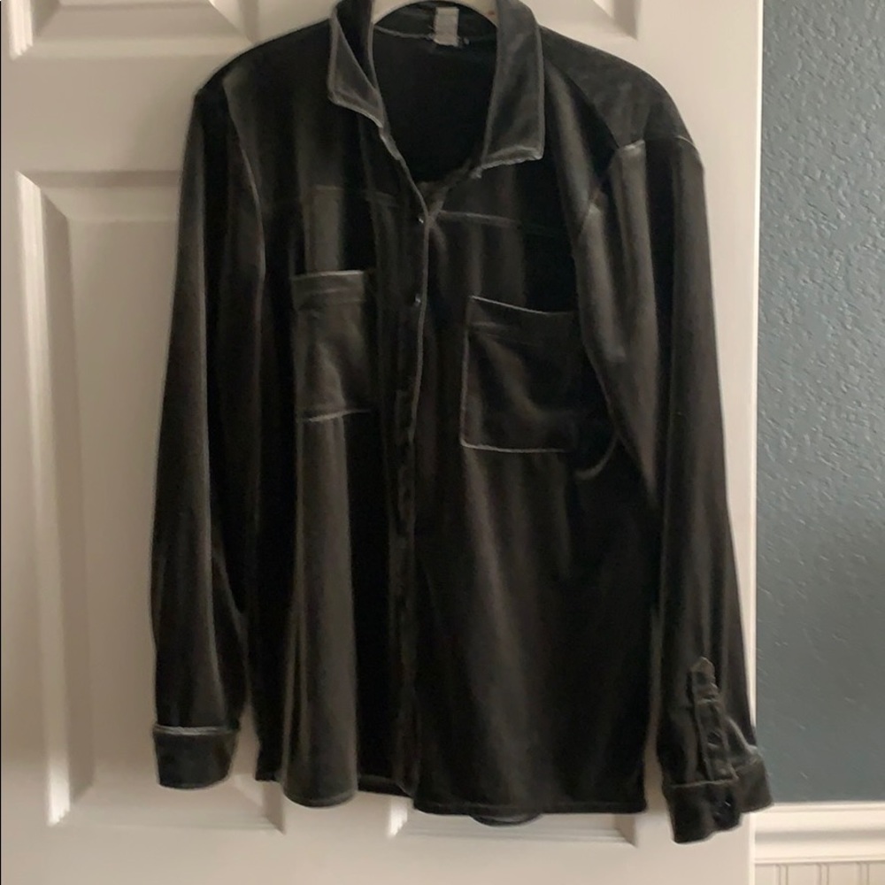 Velvet Olive green button up